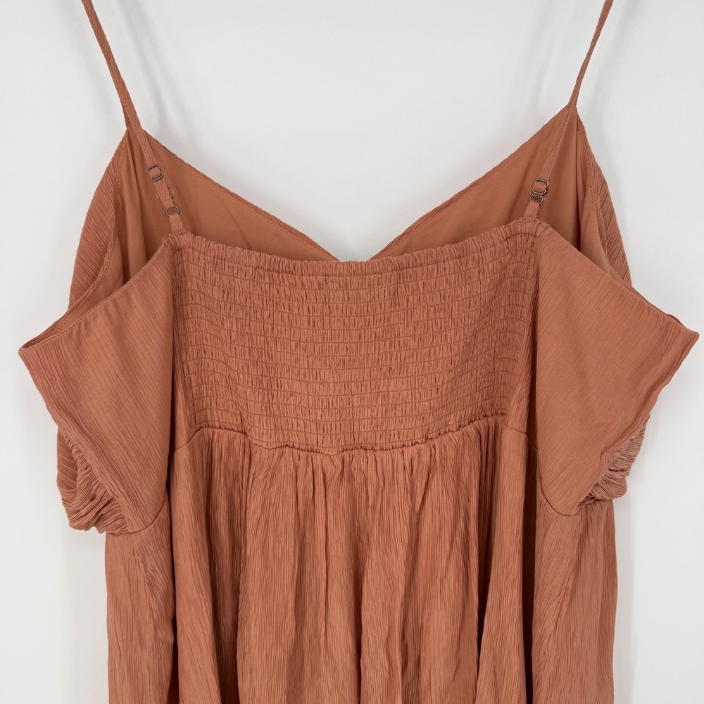 Abercrombie & Fitch Spaghetti‎ Strap Tiered Rust Peach Midi Dress XXL NWT - Picture 7 of 9